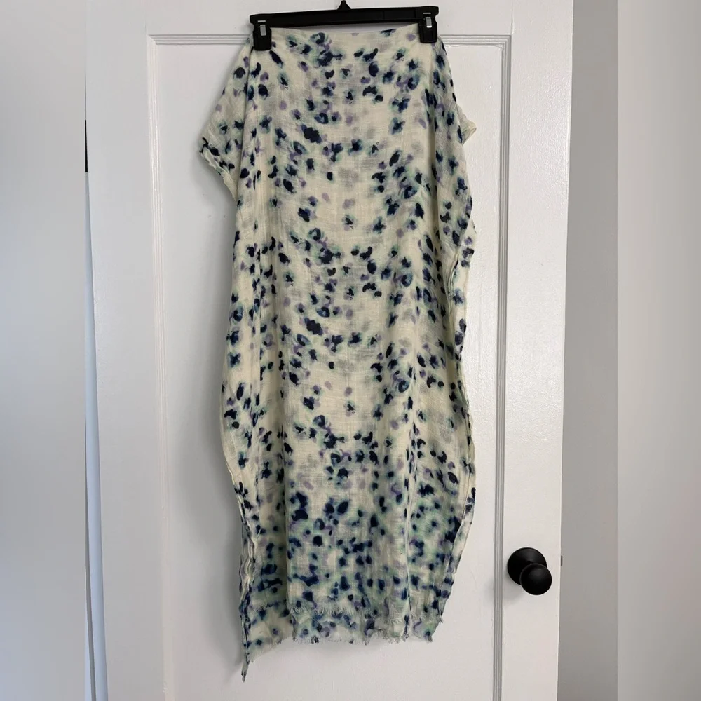 Anthropologie scarf wrap purple, blue, green, and off-white animal leopard print - Picture 2 of 5